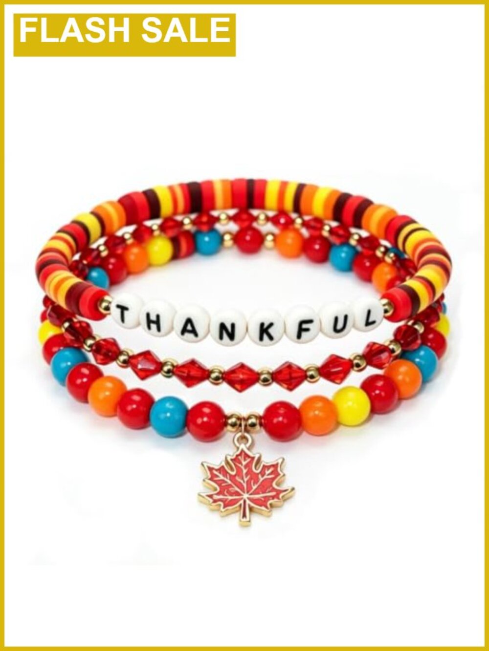 Thanksgiving Charm Bracelet Thankful Letter Beads Stackable